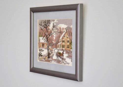 Cross stitched picture Winter landscape - MADEheart.com