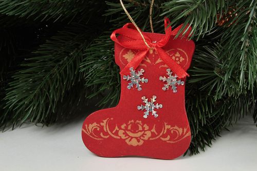 Handmade Christmas boot Christmas tree decorations interior decorating - MADEheart.com