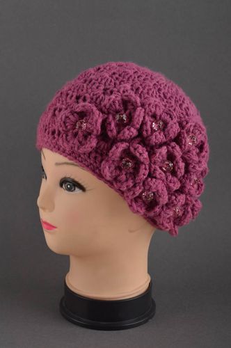 Bonnet tricoté fait main Chapeau hiver en laine Vêtement pour femme original - MADEheart.com