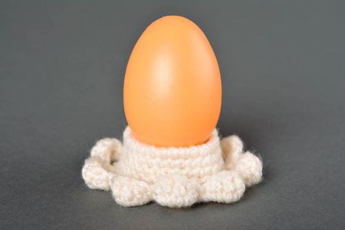Handmade designer stand for egg crocheted Easter souvenir stylish home decor - MADEheart.com