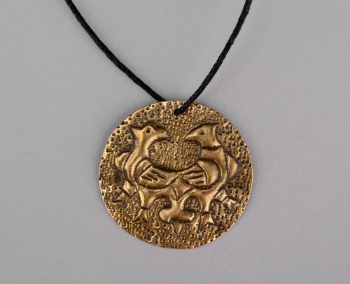 Brass pendant with gilding Twin Birds - MADEheart.com