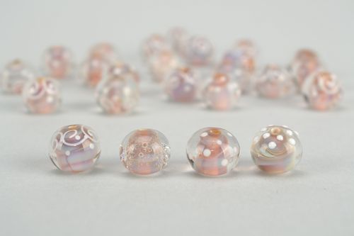 Lampwork glass beads with ornament 24 items - MADEheart.com