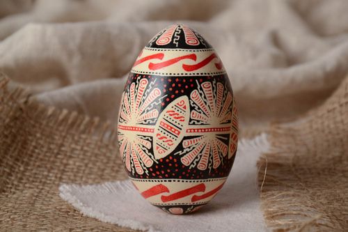 Расписное гусиное яйцо ручной работы традиционная писанка с богатым узором - MADEheart.com