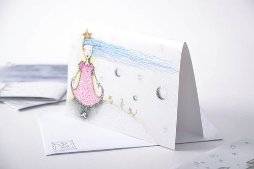 Handmade Grußkarte Prinzessin Nacht - MADEheart.com