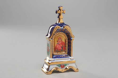 Kiot de porcelana con pintura de Gzhel, Virgen de Vladímir - MADEheart.com