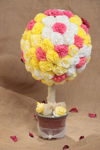 Topiario albero decorativo fatto a mano di fiori finti alberello della felicità - MADEheart.com