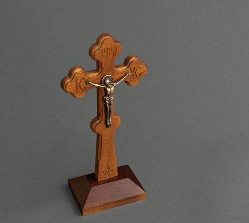 Croce di legno da tavolo fatta a mano Croce ortodossa Decorazioni di casa - MADEheart.com