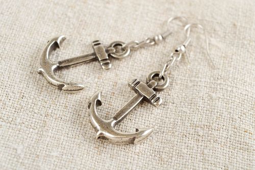 Handcrafted metal accessories anchor earrings women gift idea girls designer - MADEheart.com