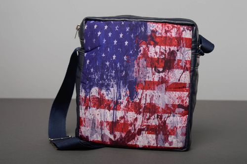 Кожаная сумка с принтом США - MADEheart.com