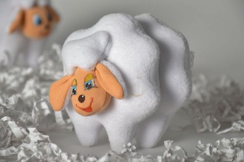 Homemade soft toy White Sheep - MADEheart.com