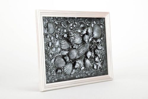 Panel picture from natural shells and stones in terra technique - MADEheart.com