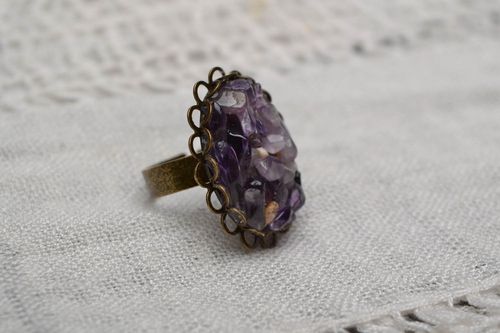 Metal ring with amethyst - MADEheart.com