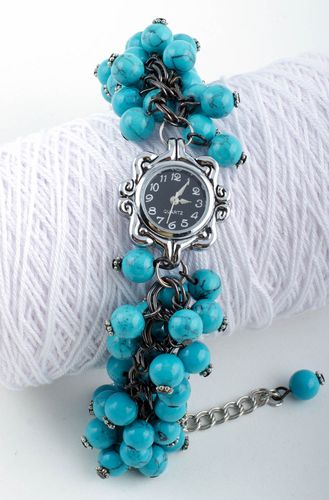 Reloj de pulsera hecho a mano con turquesa accesorio de moda regalo especial - MADEheart.com