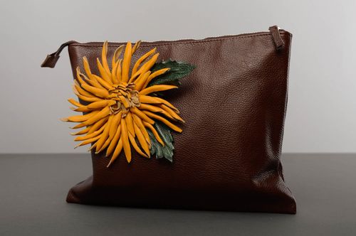 Unusual leather clutch Dahlia - MADEheart.com