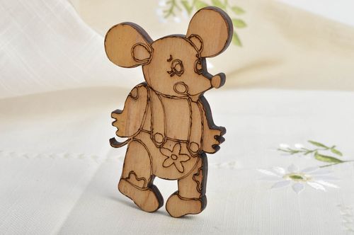 Sujet à décorer en bois brut fait main figurine de souris plate pour serviettage - MADEheart.com
