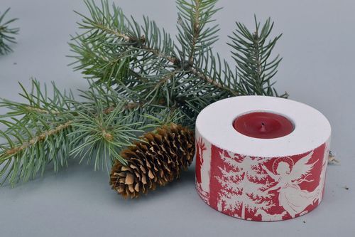 Soporte de vela de madera navideño - MADEheart.com