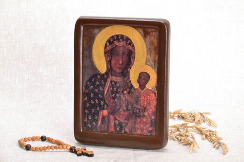 Icône artisanale reproduction Notre Dame de Częstochowa - MADEheart.com