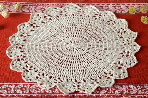 Decorative crocheted napkin beautiful white napkin home linen interior textile - MADEheart.com