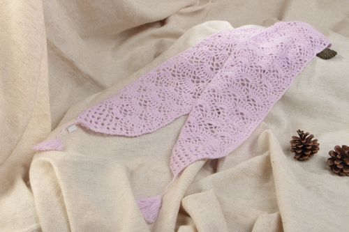 Unusual beautiful handmade designer crochet mohair scarf of lavender color - MADEheart.com