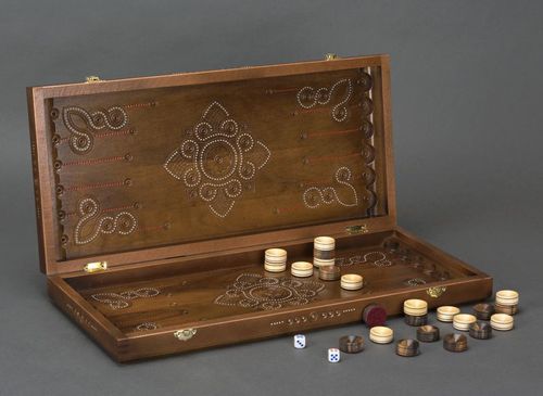 Carved wooden backgammon - MADEheart.com