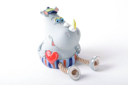 Rinoceronte salvadanaio fatto a mano in ceramica dipinto a mano idea regalo  - MADEheart.com