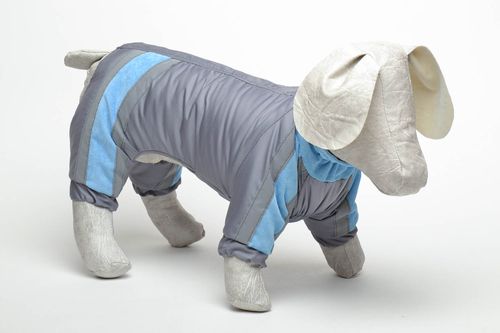 Combinaison pour chien artisanale gris bleu - MADEheart.com