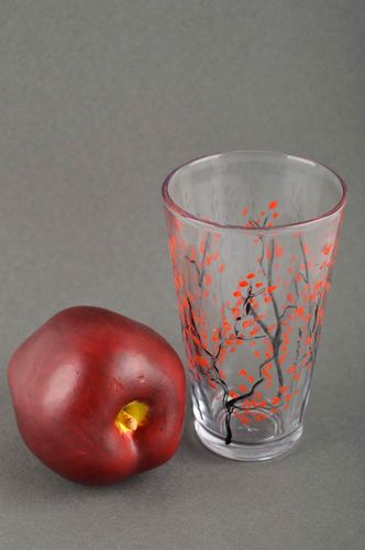 Vaso de vidrio utensilio de cocina con flores hecho a mano menaje del hogar - MADEheart.com