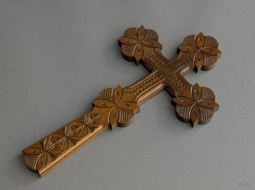 Croce intagliata da parete fatta a mano Croce ortodossa Croce di legno - MADEheart.com