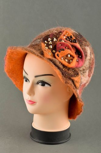 Handmade flower hat with brims winter accessories ladies designer hats - MADEheart.com