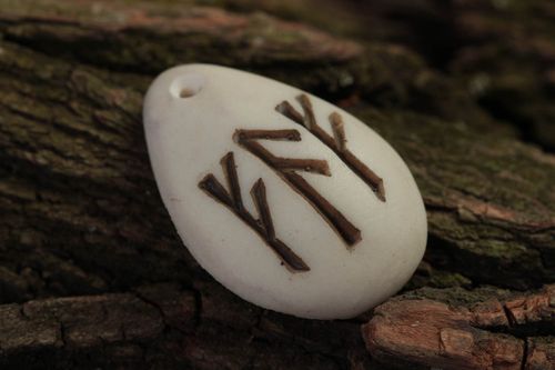 Handmade marble pendant accessory with runes polymer resin jewelry for women - MADEheart.com
