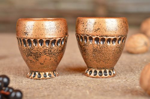 Vasos de chupito hechos a mano de cerámica vajilla moderna regalo original - MADEheart.com