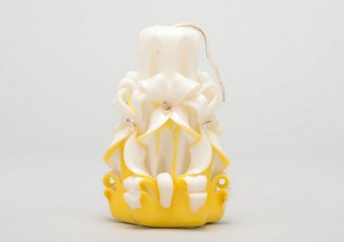 Bougie artisanale en paraffine (blanc-jaune) - MADEheart.com