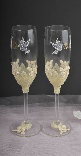 Flûtes champagne fait main 2 pcs Coupes champagne Service de verres mariage - MADEheart.com