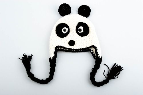 Gehäkelte Kindermütze handgemachte Mütze modisches Accessoire Panda warm - MADEheart.com