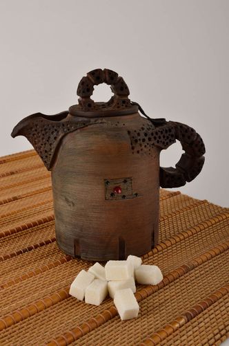 Handmade high ceramic teapot unusual clay kitchenware designer teapot - MADEheart.com
