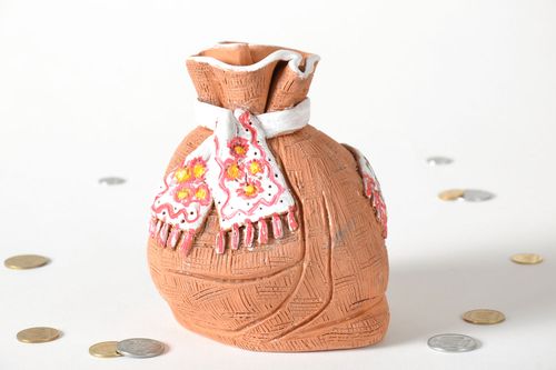 Alcancia cerámica en forma de saco - MADEheart.com