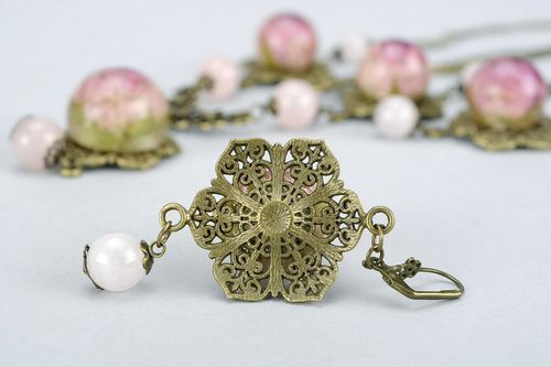 Set de joyas de bronce: pendientes, anillo, colgante - MADEheart.com
