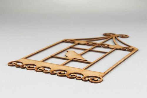 Chipboard scrapbooking en bois en forme de cage avec oiseau - MADEheart.com