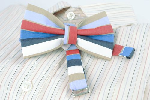 Полосатый галстук бабочка из хлопка - MADEheart.com