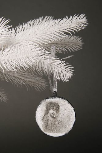 Décoration du sapin de Noël faite main ronde grise Décoration Nouvel An - MADEheart.com