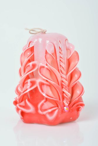 Jolie bougie rose sculptée en paraffine petite faite main décoration maison - MADEheart.com