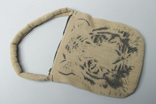 Тканевая сумка ручной работы из брезента Тигр - MADEheart.com