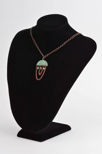 Handmade pendant designer accessory copper jewelry gift ideas pendant with stone - MADEheart.com