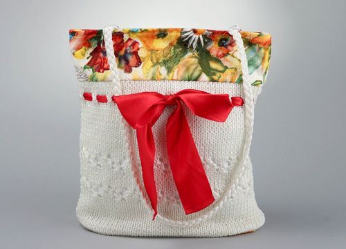 Textile bag with red bow - MADEheart.com