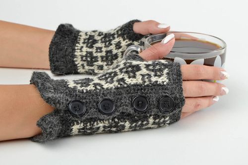 Guantes sin dedos tejidos a mano accesorio para mujeres regalo original - MADEheart.com