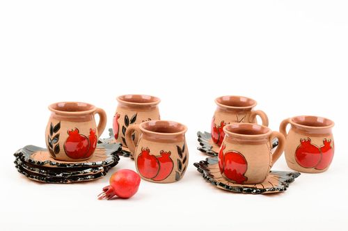 Set de tasses fait main Tasses à café Vaisselle design peinte en argile 6 pièces - MADEheart.com