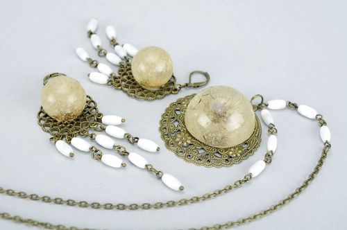 Conjunto de jóias vintage com resina epóxi - MADEheart.com