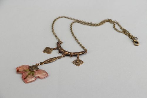 Necklace with epoxy rasin Bougainvillea - MADEheart.com