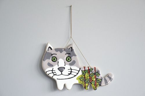 Pingente artesanal Gato cinzento - MADEheart.com