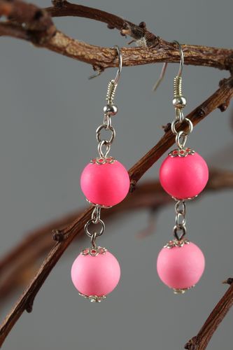 Handmade designer earrings beautiful pink earrings stylish accessory gift - MADEheart.com